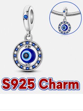 S925 Sterling Silver Evil Eye Pendant Charm Necklace Jewelry Protection Bracelet